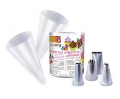 ScrapCooking 1820Â Juego de 4Â boquillas con Mangas pasteleras (2Â Acero Inoxidable Plata 9,4Â x 6Â x 6Â cm)