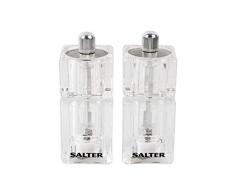 Salter 7605 clxr Set Molinillo de Sal y Pimienta Perfecto para el Himalaya, dispensador Transparente, plástico, Fino y Grande