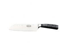 Rockingham Forge Cuchillo Santoku, Serie Sunrise, 7 Pulgadas, Hoja de Acero Inoxidable con Mangos de Resina, Negro Azabache, RF-2105BK