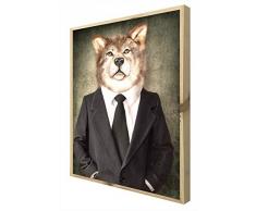 CCRETROILUMINADOS Estilo Animals Hipster Lobo Cuadro con Marco Madera Iluminado con Luz Leds, Metacrilato, Multicolor, 80 x 60