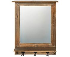 Goldbach - Espejo de Pared de Madera con 3 Ganchos, 51 x 12 x 70 cm, Madera, marrón, Talla única