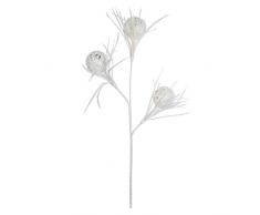 EUROCINSA Ref.71169C01 Navidad, Rama con 3 Bolas Blancas, Caja de 12uds, plÃ¡stico/Plumas, 52cm