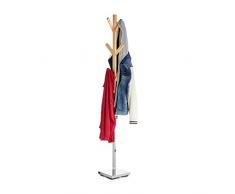 Relaxdays Perchero Pie con 6 Colgadores, Madera, 180 x 26 x 26 cm