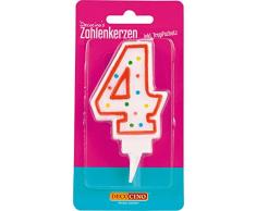DECOCINO Velas con número 4 para tarta de cumpleaños y tarta de cumpleaños