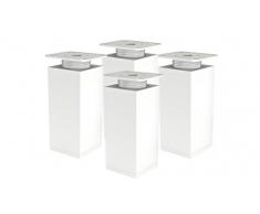 ALUSFERA Patas para Muebles - Pata Regulable para Sofá - Patas Regulables para Mueble - Juego de 4 Patas de Metal - Forma Angular 40 x 40 mm - Accesorios de Montaje incluidos - 150 MM - Blanco