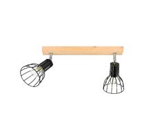 Homemania HOMBR_0047 Aplique de Pared Foco Olmo Cage, Techo, Madera, Metal, Negro, 37 x 10 x 19