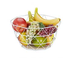 Relaxdays Decorativo, frutero y Verduras, Hierro y Madera, diseño Industrial, 5 x 28 x 28 cm, Color Blanco, 14,5x28x28 cm