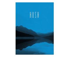 Komar Wandbild Von Word Lake Hush Blue | Poster, Bild, Wohnzimmer, Schlafzimmer, Dekoration, Kunstdruck | ohne Rahmen | P088C-30x40 fotomural, Blau, WeiÃ, Schwarz