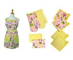 Costa del Pacífico Textiles estándar búho Delantal, algodón, Multicolor, Set de 9