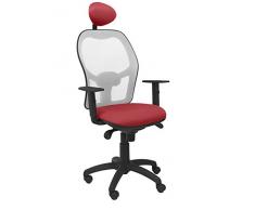 Piqueras Y Crespo (PIQU7) Silla Jorquera Malla Gris Asiento Bali Granate con cabecero Fijo Oficina, Talla unica