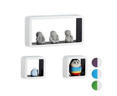Relaxdays Juego de baldas, Pared, Decorativo, Madera, Blanco, 3 Unidades, DM