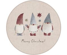 Alfombra de Vinilo, Gnomos Merry Christmas diÃ¡metro 95 cm