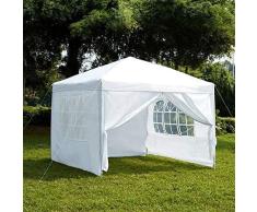 Home Discount Pop Up Gazebo con paneles laterales 3 x 3 m Marquee cremallera tienda de campaña al aire libre jardÃn toldo impermeable con barras de viento, bolsas de peso y bolsa de transporte, color blanco