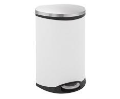 Vepa Bins- Cubo de basura (50 L, De plástico, Acero inoxidable, Color blanco, Pedal, 450 mm, 406 mm)