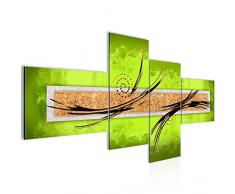 Runa Art 100841c - Cuadro de Pared Abstracto (200 x 100 cm, Lienzo de Fieltro, tamaÃ±o XXL, 4 Piezas, Fabricado en Alemania, Listo para Colgar), Color Verde