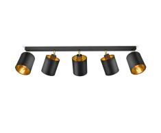 Adviti BATI Lampara Focos Techo 60W E27 Negro (5 Fuentes de Luz)
