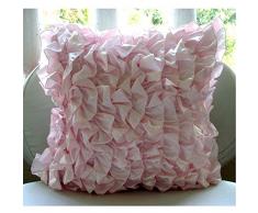 The HomeCentric Rosa Suave Cubierta De Almohadas, Riza El Estilo De La Vendimia Shabby Chic, cojin cubre 35x35 cm, Satin Almohadas Fundas Para El Sofa, Contemporaneo Cojines Cubren - Vintage Soft Pink