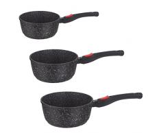 Kamberg - 0008038 - Juego 3 Cacerolas 16 / 18 / 20 cm - Mango Extraíble - Aluminio Fundido - Revestimiento Piedra antiadherente - Todos los incendios, incluida la inducción - Sin PFOA