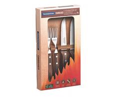 Tramontina - Juego de Cubiertos Churrasco, para Carne, en Acero Inoxidable y Mangos de Madera Polywood en Color CastaÃ±o, Utensilios con Remaches, 4 Piezas