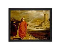 Pynas Aaron Transforming Water Of Nile Into Blood Artwork Framed Wall Art Print 18X24 Inch Agua pared