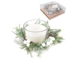 Vela en vaso decorado navidad blanco xl