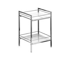 Premier Housewares - Estanteria de Dos baldas de Cristal Negro Brillante y Patas de Cromo (51 x 34 x 30 cm)