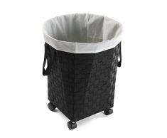 Versa Cesta ropa con ruedas negra