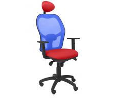 Piqueras Y Crespo (PIQU7) Silla Jorquera Malla Azul Asiento Bali Rojo con cabecero Fijo Oficina, Talla unica