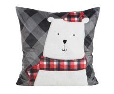 Eurofirany Fundas de cojín para sofá, para Navidad, diseño de Ositos navideños, 2 Unidades, Gris Acero, 45 x 45 cm