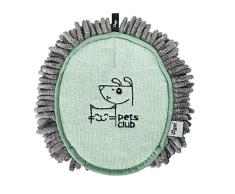 Vigar - Guante Secador para Pelo de Mascota - Modelo Pets Club - 17 x 21 x 2,5 cm - Manopla de Microfibra con Colgador - Perros y Gatos - Verde y Gris