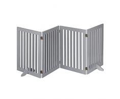 Relaxdays Barrera Seguridad Niños, Valla Protectora Plegable, 70 x 207 cm, Cerca Perros y Mascotas, con Patas, Gris
