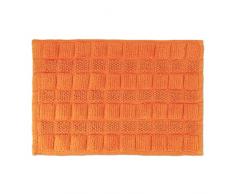 Relaxdays Alfombra Baño, 60x40 cm, Antideslizante, Lavable, Alfombrilla Bañera, Toalla Suelo WC Rectangular, Naranja