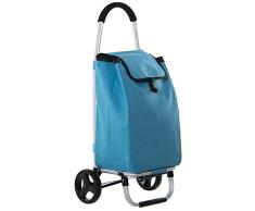 DRW Carro de Compra de Aluminio y Poliéster en Celeste 46x36x98cm, Bolsa 36x26x57cm