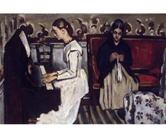 Legendarte PL-090 Cuadro Muchacha al Piano (La obertura de Tannhäuser). Impresión Digital sobre Lienzo. Pintura de Paul Cézanne, Multicolor, 60x90