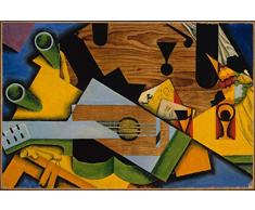 Legendarte PL-089 Cuadro Naturaleza Muerta con Guitarra. Impresión Digital sobre Lienzo. Pintura de Juan Gris, Multicolor, 60x90