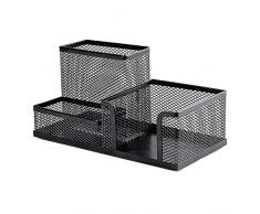 Organizador de escritorio y portalapices de malla metÃ¡lica negra - Accesorios de material de oficina â Organizador material escolar â Organizador boligrafos y papeleria - 20,3x10,3x10,3cm -Negro
