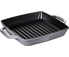 STAUB Polvo 40511Â âÂ 729Â âÂ 0Â âÂ SartÃ©n de Grill, Rectangular con Dos Asas, 23Â cm, Hierro Fundido, Gris