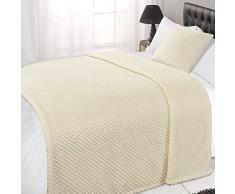 Dreamscene â Waffle Panal Visón Suave y cálida Manta de sofá Cama Manta, Crema, 150 x 200 cm