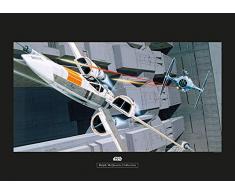 Komar Wandbild Von Star Wars Classic RMQ X-Wing vs Tie-Fighter | Kinderzimmer, Jugendzimmer, Dekoration, Kunstdruck | ohne Rahmen | WB164-70x50 fotomural, carbÃ³n