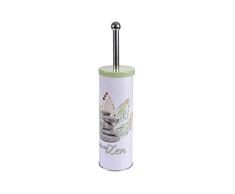 Douceur dIntérieur Cepillo WC (0) 9,4 x 38,5 cm Metal Estampado Zen Forest, Tapa de Acero y Cuerpo de Hierro, (0) 9.4 x 38.5 cm