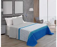 ForenTex Colchas Samoa Cama 150 Reversible Termo Estampadas Verano rimavera con Funda Cojines, Azul, 3