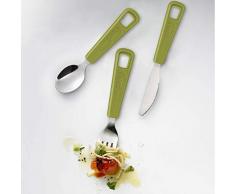 Trudeau Juego de Cubiertos, Polipropileno, Verde/Plata, 55mm X 30mm X 180mm
