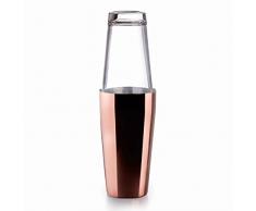 Lacor - 62286 - Coctelera Boston de Acero Inoxidable Coctelera para Cócteles Profesional 2 Vasos, Vidrio Borosilicato, Capacidad 800ml + 500ml , Cierre Hermetico , à 8x16 cm, Cobre