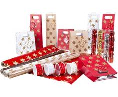 Xl De Regalo Everpackungs Set, 52Â Piezas, Estrellas; Compuesto De 4Â Rollos De Papel De Regalo, 4Â Botella Bolsillos, 4Â Bolsillos De Regalo, 4Â Cintas Para Regalo