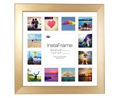 Inov8 16 x 40,64 cm Insta-Frame Marco para Instagram 13/de Estampado a Cuadros de Fotos con paspartú Blanco y Blanco con Borde, Bronce
