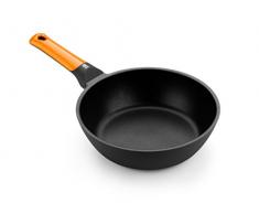 BRA Efficient orange Sartén honda 24 cm, aluminio fundido con antiadherente Platinum Plus, apta para todo tipo de cocinas incluida inducción, libre de PFOA
