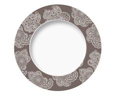 Excelsa Enjoy Plato Llano Mehndi, Porcelana, Gris, 27Â x 27Â x 1.5Â cm