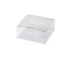 Mopec Caja Cuadrada Transparente, Pack de 25 Unidades, 5.60x2.50x5.60 cm
