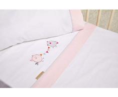 Burrito Blanco | SÃ¡banas Franela Cuna Bordadas 511 Rosa | para Maxicuna de 70 cm (+ Medidas Disponibles) | SÃ¡banas bebÃ©