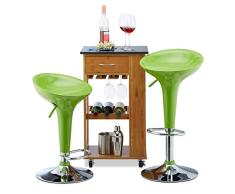 Relaxdays Taburete Alto Cocina Giratorio, Acero, Verde, 88 x 44 x 40 cm